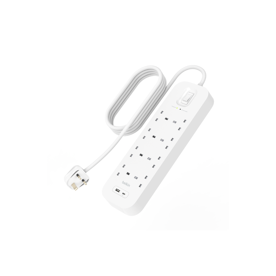 Belkin Connect Surge Protector with USB-C and USB-A Ports (8 Outlet with 1 USB-C & 1 USB-A) in Qatar Belkin Connect Surge Protector with USB-C and USB-A Ports (8 Outlet with 1 USB-C & 1 USB-A) in Qatar